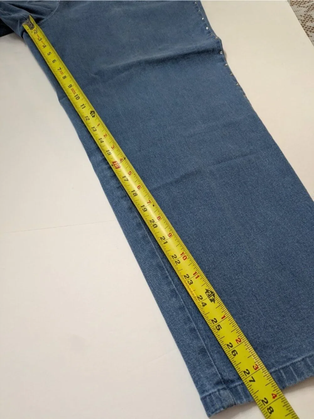 Quacker Factory Elastic Waist Jean Pants Womens Size 1X Rhinestone Detail - Picture 5 of 7